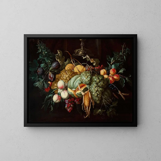 Nature morte avec des fruits et du maïs - Alexander Coosemans — framed artwork on a wall