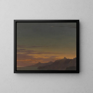 Twilight on the coast - Alexander Cozens — framed artwork on a wall