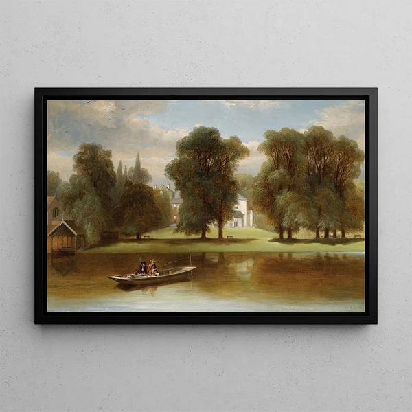 Fishing on the Thames at Twickenham - Alexander Frederick Rolfe — framed artwork on a wall