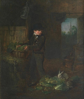 Boy feeding rabbits - Alexander George Fraser — artwork view