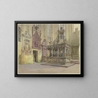 View of the tomb of Count Ludwig von Löwenstein-Wertheim and his wife Anna in the Sainte-Marie Collegiate Church of Wertheim - Alexander Gwinner — framed artwork on a wall