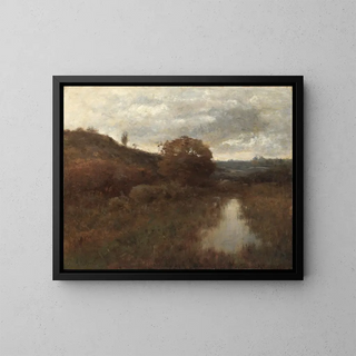 Autumn Landscape and Pond - Alexander Helwig Wyant — framed artwork on a wall