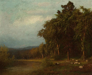 Bétail paissant en fin d'après-midi - Alexander Helwig Wyant — artwork view