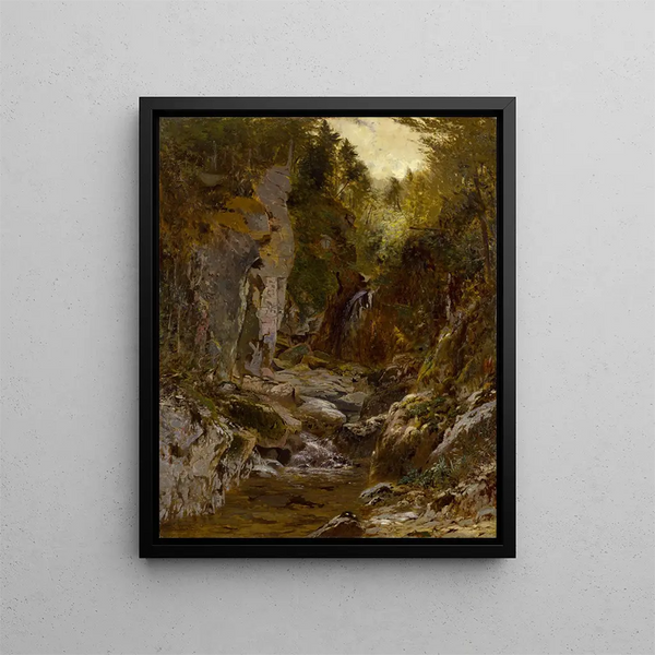 La rivière Opalescente Flume Adirondacks - Alexander Helwig Wyant — framed artwork on a wall