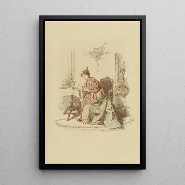 Reproduction of the painting of a woman reading a letter at a table - Alexander Hugo Bakker Korff