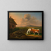 Horse and cow on the farm - Alexander Johann Dallinger von Dalling — framed artwork on a wall
