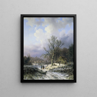 Snow Landscape Painting - Alexander Joseph Daiwaille — framed artwork on a wall
