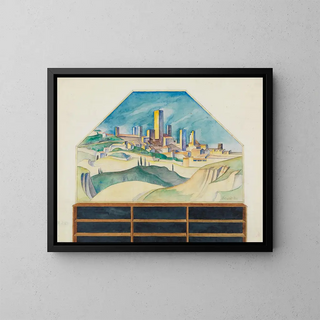 Sketch of the city of beautiful towers - Alexander Kanoldt — framed artwork on a wall