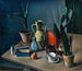 Grand nature morte avec cruches et boîte à thé rouge - Alexander Kanoldt — artwork view