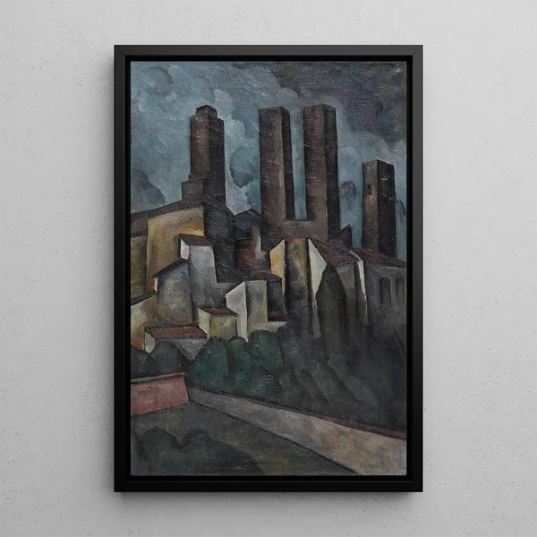 Reproduction of the painting San Gimignano Painting - Alexander Kanoldt
