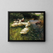 Canards au bord du lac avec un bateau - Alexander Koester — framed artwork on a wall