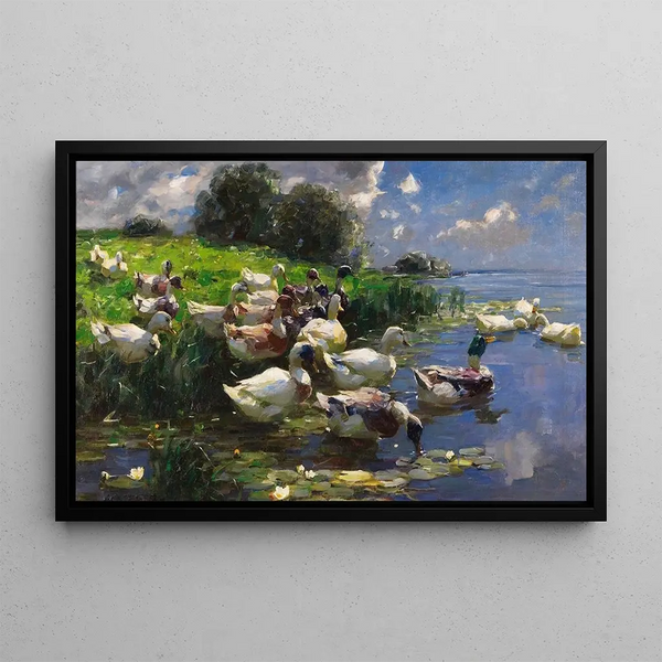 Landscape of Ducks - Alexander Koester — framed artwork on a wall