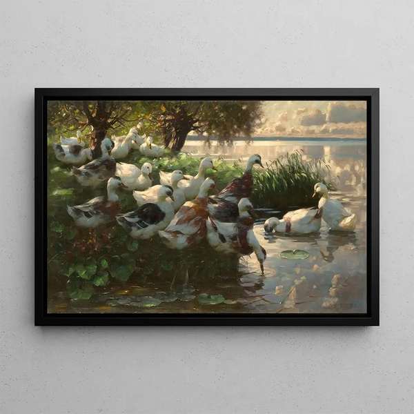 Ducks by the Lake - Alexander Koester — framed artwork on a wall
