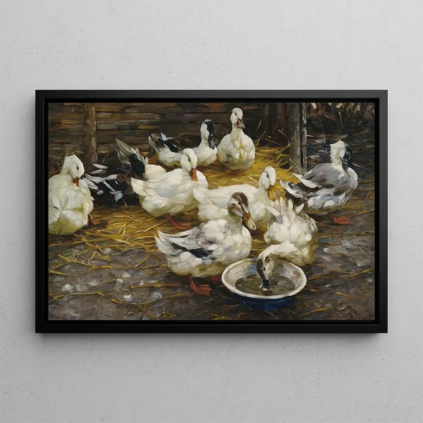 Ducks in the Straw - Alexander Koester — framed artwork on a wall