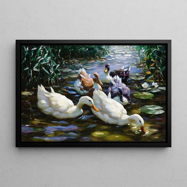 Five Ducks - Alexander Koester — framed artwork on a wall