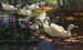 Seven Ducks in a Shaded Pond - Alexander Koester — artwork view