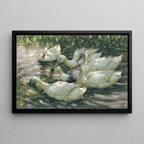 Six canards sous un saule - Alexander Koester — framed artwork on a wall