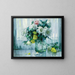 Still life with white and yellow roses in a glass vase - Alexander Koester — framed artwork on a wall