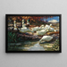 Twelve Ducks at the Fountain - Alexander Koester — framed artwork on a wall