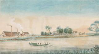 View of the sugar plantation Catharina Sophia from the water - Alexander Ludwich Brockmann — artwork view