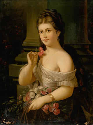 Young woman with bouquet - Alexander Nyulassy — artwork view