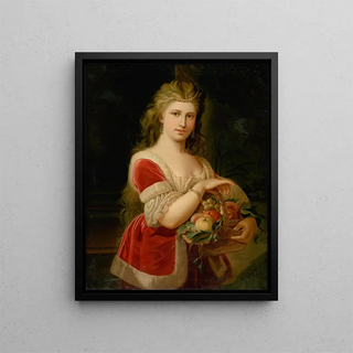 Young woman with fruits - Alexander Nyulassy — framed artwork on a wall
