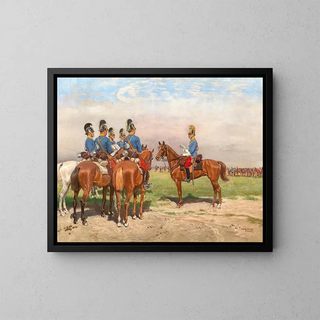 ficer and Dragon - Alexander Pock — framed artwork on a wall