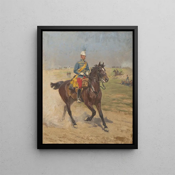 Soldier on horseback - Alexander Pock — framed artwork on a wall