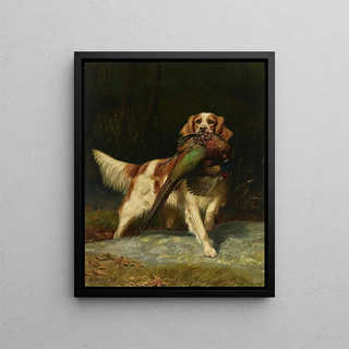 Springer Spaniel with Pheasant - Alexander Pope — framed artwork on a wall