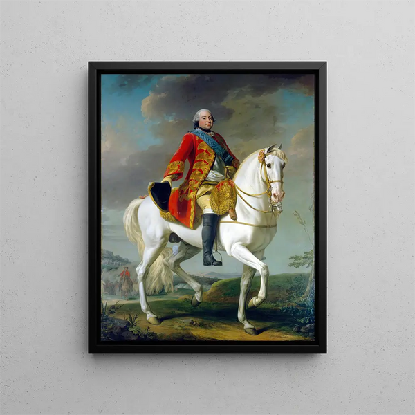 Louis-Philippe Duc d'Orléans saluting his army on the battlefield - Alexander Roslin — framed artwork on a wall