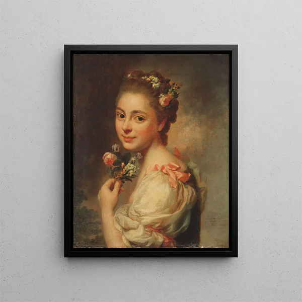 Portrait of the artist's wife Marie Suzanne née Giroust - Alexander Roslin — framed artwork on a wall
