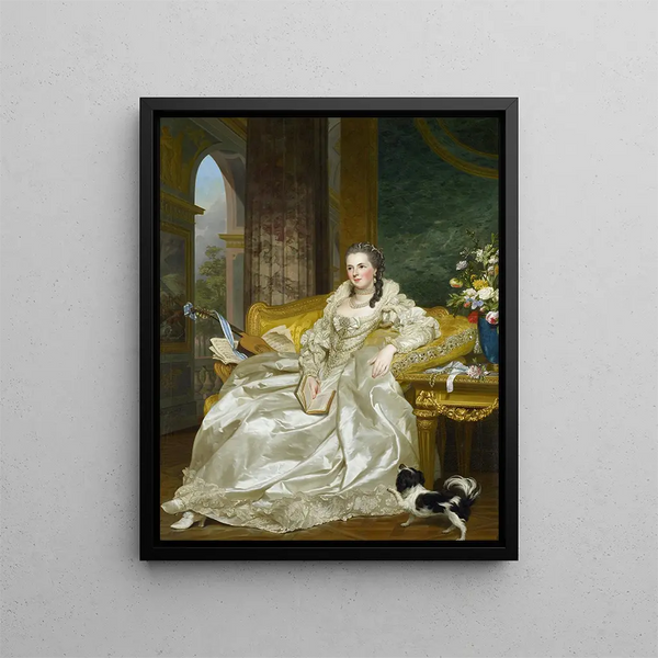 La comtesse d'Egmont Pignatelli en costume espagnol - Alexander Roslin — framed artwork on a wall