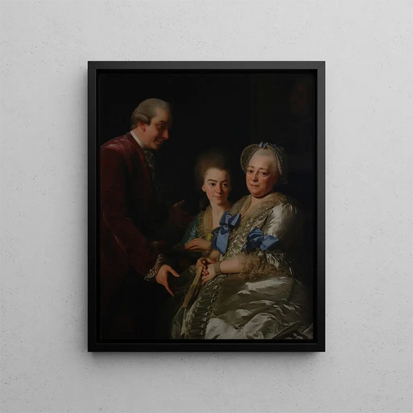 The Widow A. J. Grill with her son and daughter - Alexander Roslin — framed artwork on a wall