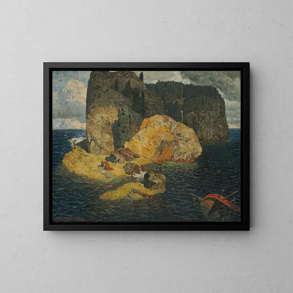 Shipwreck on an Island - Alexander Rothaug — framed artwork on a wall