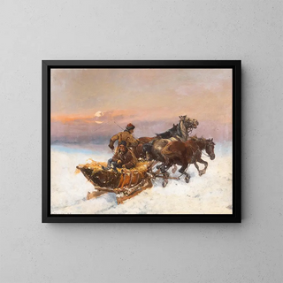 Voyage à domicile en traîneau - Alexander Setkowicz — framed artwork on a wall