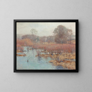 Spring Wetlands Painting - Alexander Theobald van Laer — framed artwork on a wall