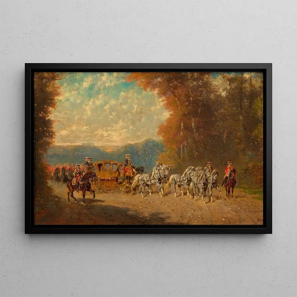 a court carriage departure with guard - Alexander von Bensa — framed artwork on a wall