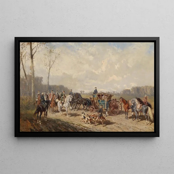 Encounter during a horseback ride - Alexander von Bensa — framed artwork on a wall