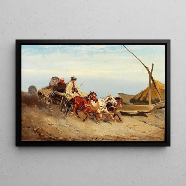 Return of the Hungarian Peasants - Alexander von Bensa — framed artwork on a wall