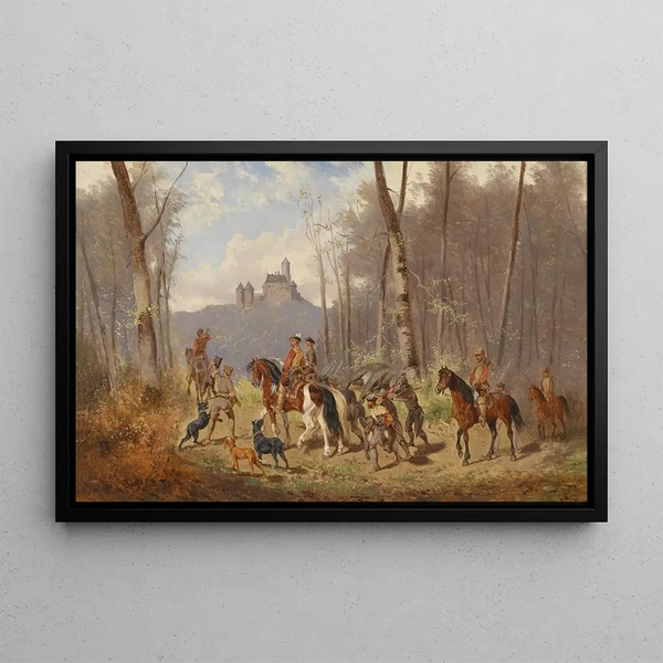 Return of the Deer Hunt - Alexander von Bensa — framed artwork on a wall