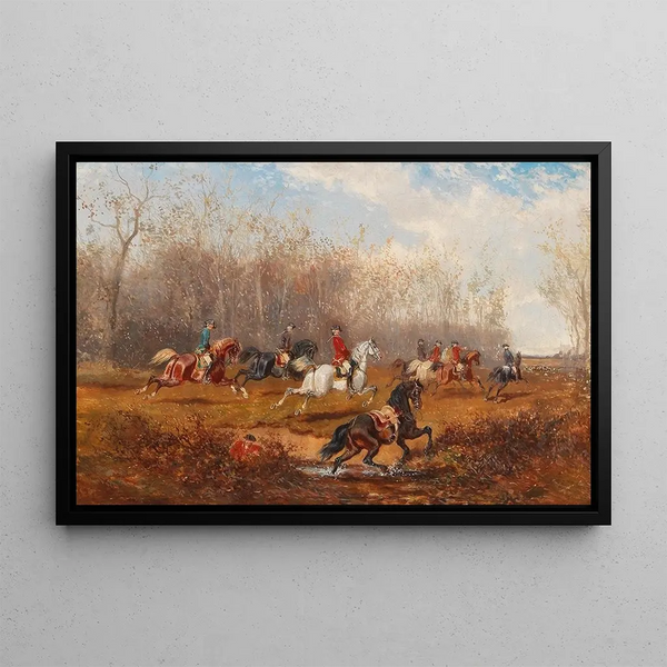 Hunting scene - Alexander von Bensa — framed artwork on a wall