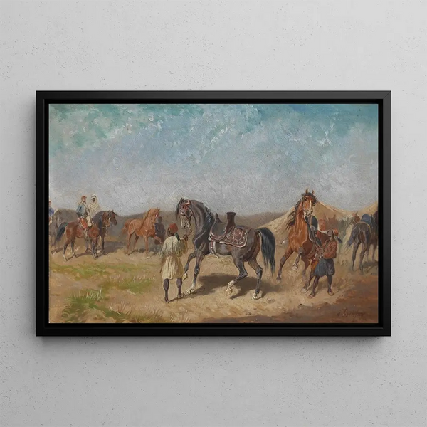 Camp de cavaliers nord-africains - Alexander von Bensa — framed artwork on a wall