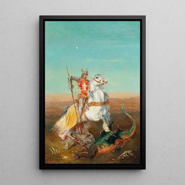 Saint Georges et le dragon - Alexander von Bensa — framed artwork on a wall
