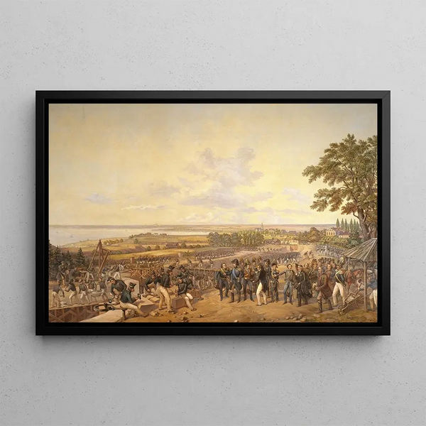 King Charles XIV John of Sweden visiting the canal locks at Berg in 1819 - Alexander Wetterling — framed artwork on a wall