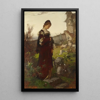 Reproduction of the painting Young girl in a cemetery - Alexander von Liezen-Mayer