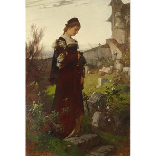 Reproduction of the painting Young girl in a cemetery - Alexander von Liezen-Mayer