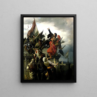 The Self-Sacrifice of Titusz Dugovics - Alexander von Wagner — framed artwork on a wall
