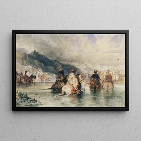 Crossing the River - Alexandre-Gabriel Decamps — framed artwork on a wall