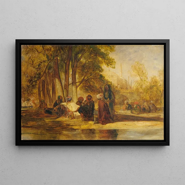 Oriental figures resting - Alexandre-Gabriel Decamps — framed artwork on a wall