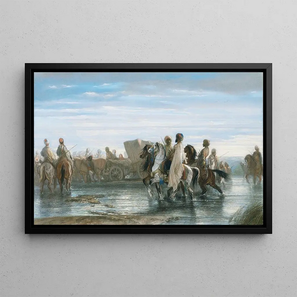 Crossing a River - Alexandre-Gabriel Decamps — framed artwork on a wall
